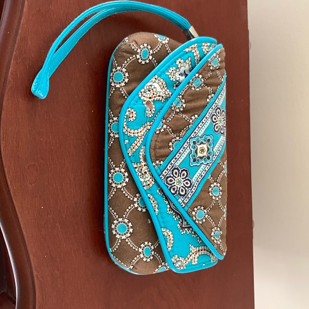 Vera Bradley wristlet with double flap magnetic closure and zipper compartment